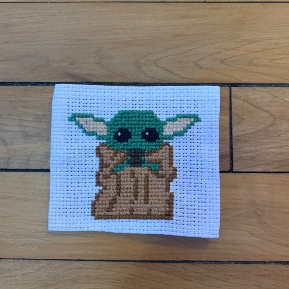 Baby Yoda mini cross stitch